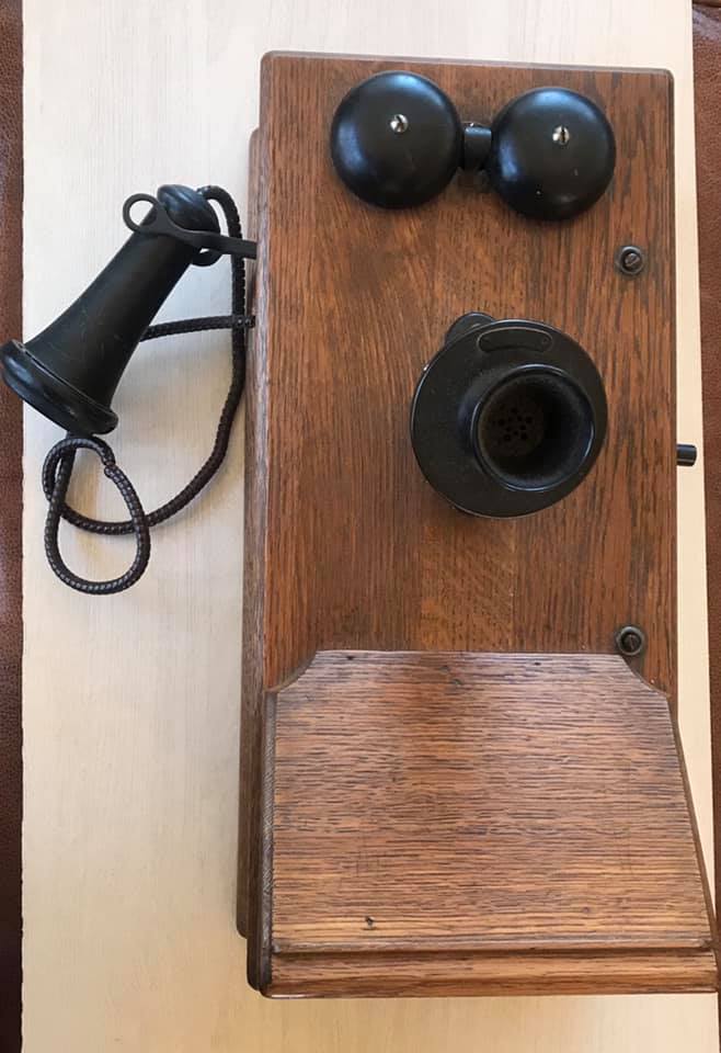 Vintage Oak Wood Wall Telephone