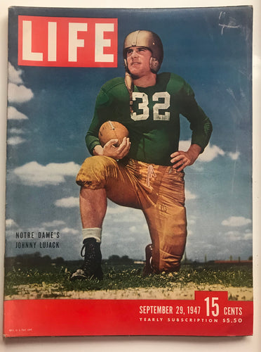 Life Magazine September 29, 1947 Norte Dame’s Johnny Lujack